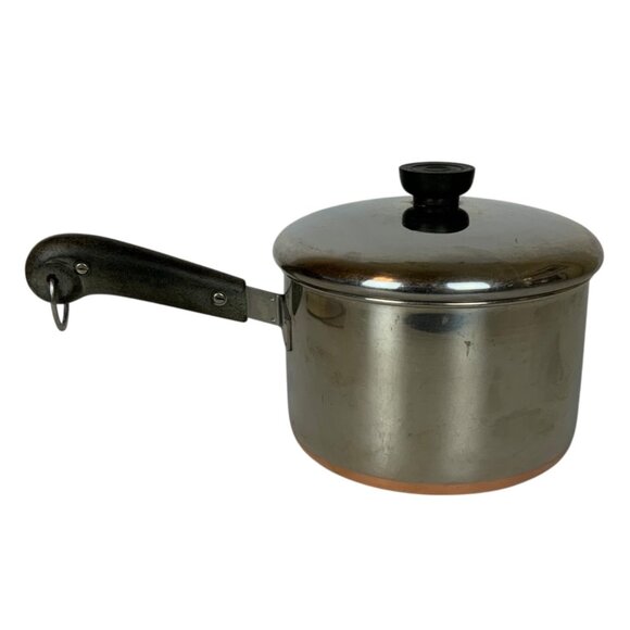 Revere Ware 3 Qt Saucepan Copper Clad Stainless Steel Lid Double Ring Pre 1968 - Picture 4 of 10